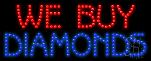 Red and Blue We Buy Diamonds LED Sign