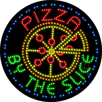 Large LED Pizza by the Slice Animated Sign