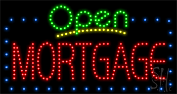 Blue Border Open Mortgage Animated LED Sign