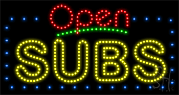 Blue Border Open Subs Animated LED Sign