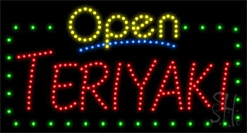 Green Border Open Teriyaki Animated LED Sign