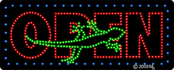 Red Open with Border Animated LED Sign
