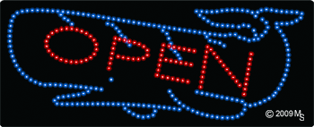 Open w/ Whale Animated LED Sign