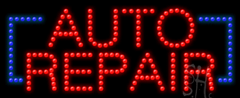 Red and Blue Auto Repair Animated LED Sign