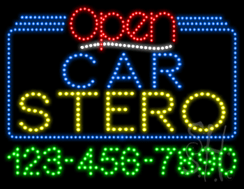 Car Stereo Open with Phone Number Animated LED Sign