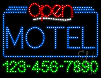 Motel Open with Phone Number Animated LED Sign
