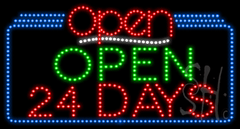 Open 24 Days Open Animated LED Sign