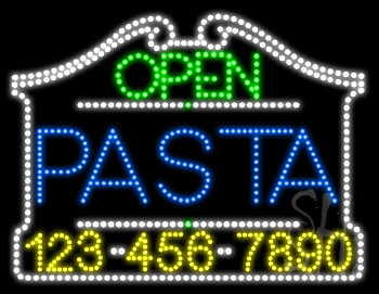 Pasta Open with Phone Number Animated LED Sign
