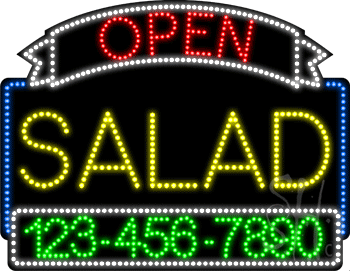 Salad Open with Phone Number Animated LED Sign