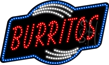 Blue Border Burritos Animated LED Sign