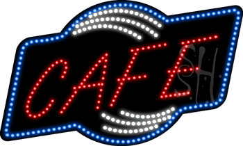 Blue Border Cafe Animated LED Sign