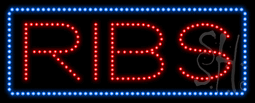 Blue Border Ribs Animated LED Sign