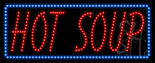 Blue Border Hot Soup Animated LED Sign