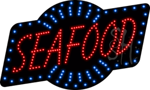 Red Seafood Animated LED Sign
