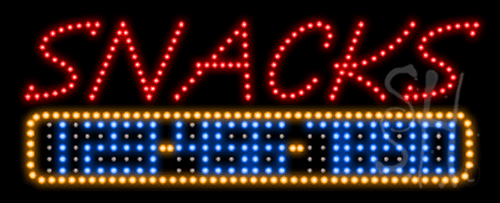 Snacks with Phone Number Animated LED Sign